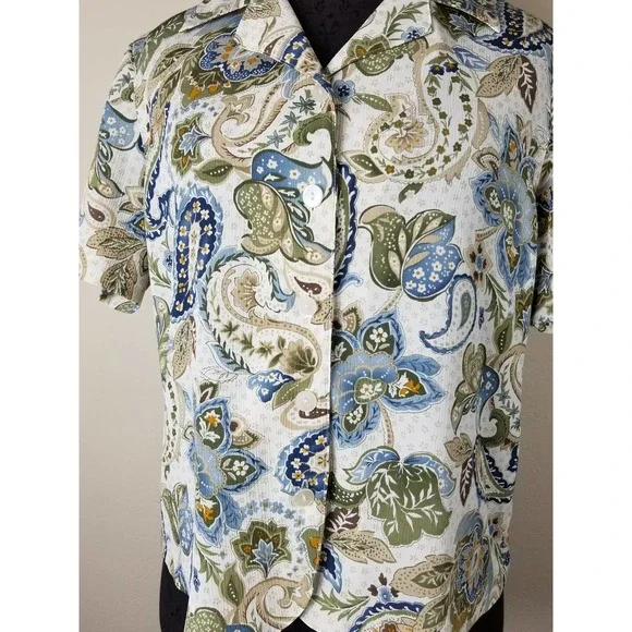 Alfred Dunner Women's Blouse Top Shirt Button Up Petite 10 Vintage - Picture 4 of 9